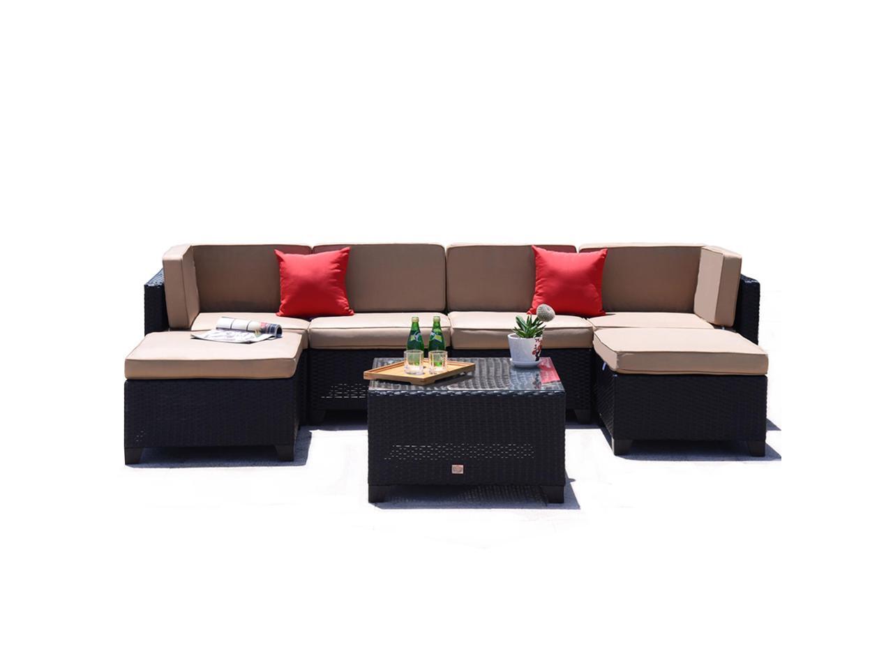 Cloud Mountain 7 Piece Patio Pe Rattan Wicker Furniture Set Backyard Cloud Mountain 7 Piece Patio Pe Rattan Wicker Furniture Set Backyard Sectional Outdoor