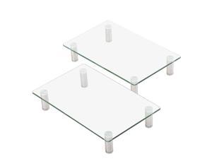 FITUEYES Clear Computer Monitor Riser Dual Desktop Stand for Xbox One/component/flat Screen TV -2 Pack