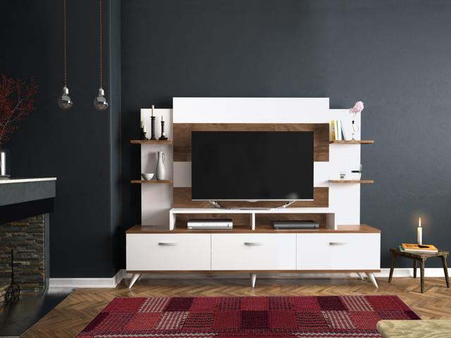 Decorotika Delilah Tv Entertainment Center With Open Shelves And Decorotika Delilah Tv Entertainment Center With Open Shelves And Cabinets