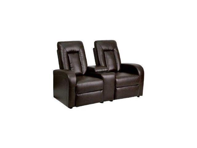 Flash Furniture Brown Leather 2 Seat Home Theater Recliner With Flash Furniture Brown Leather 2 Seat Home Theater Recliner With Storage Console
