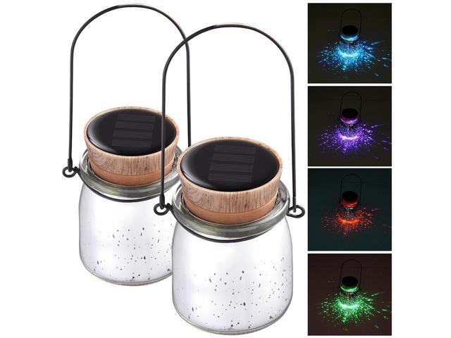 2 Pack Solar Powered Jar Light Led Color Changing Hanging Lamp 2 Pack Solar Powered Jar Light Led Color Changing Hanging Lamp Garden Yard Patio Outdoor Decor