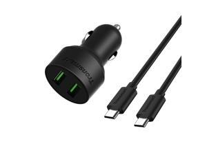 Tronsmart 4.8A 2-Port Rapid Car Charger with Quick Charge 2.0 Technology.Total 36W Output for Apple and Android Devices(Includes two 3.3ft 20awg USB Cables)
