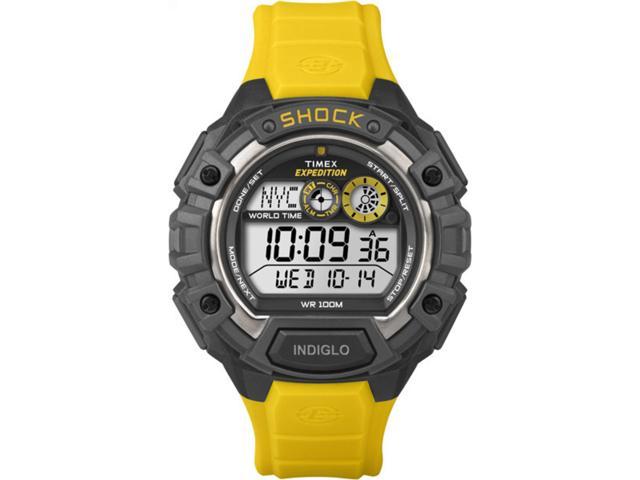 Timex T49974 Men's Yellow Band Expedition Shock World Time Alarm Chrono Watch